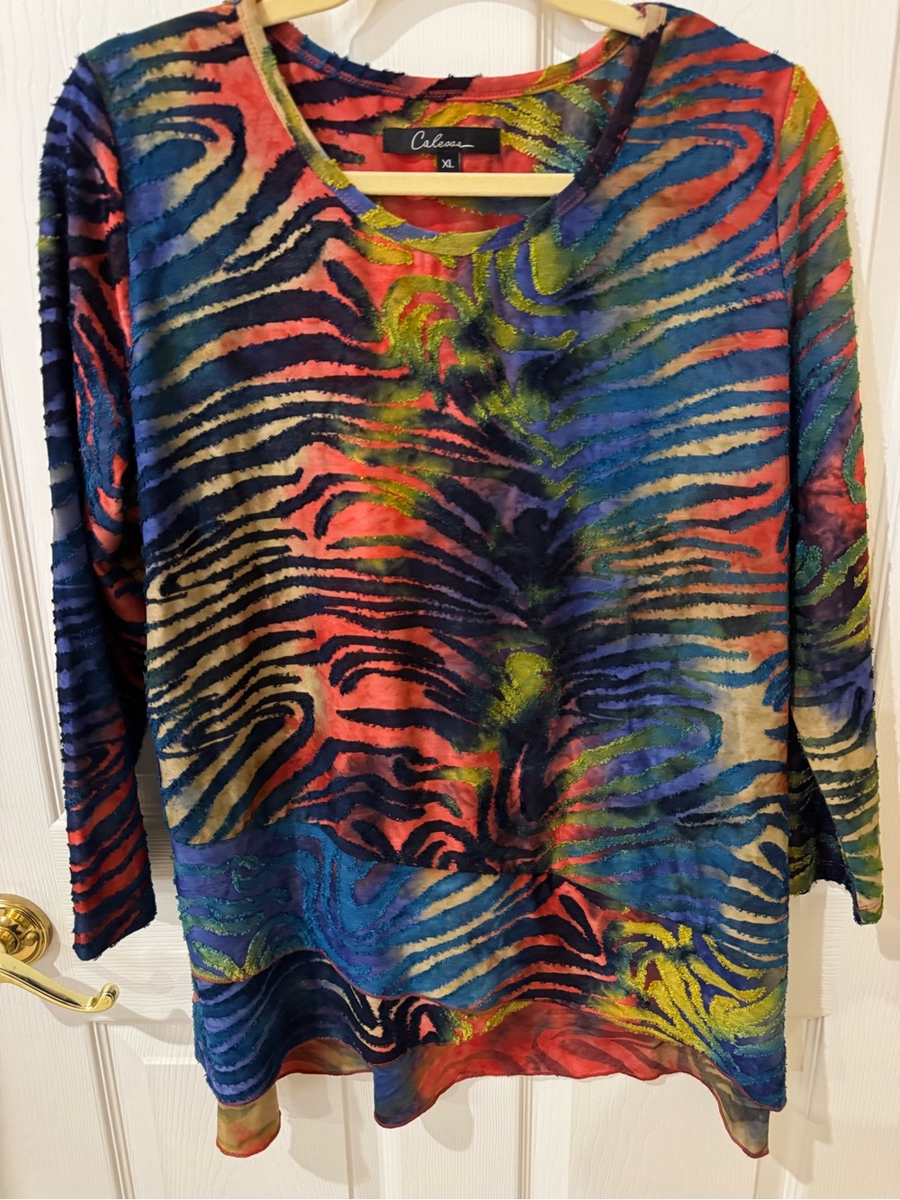 Calessa Multicolor burned out Pattern Top
